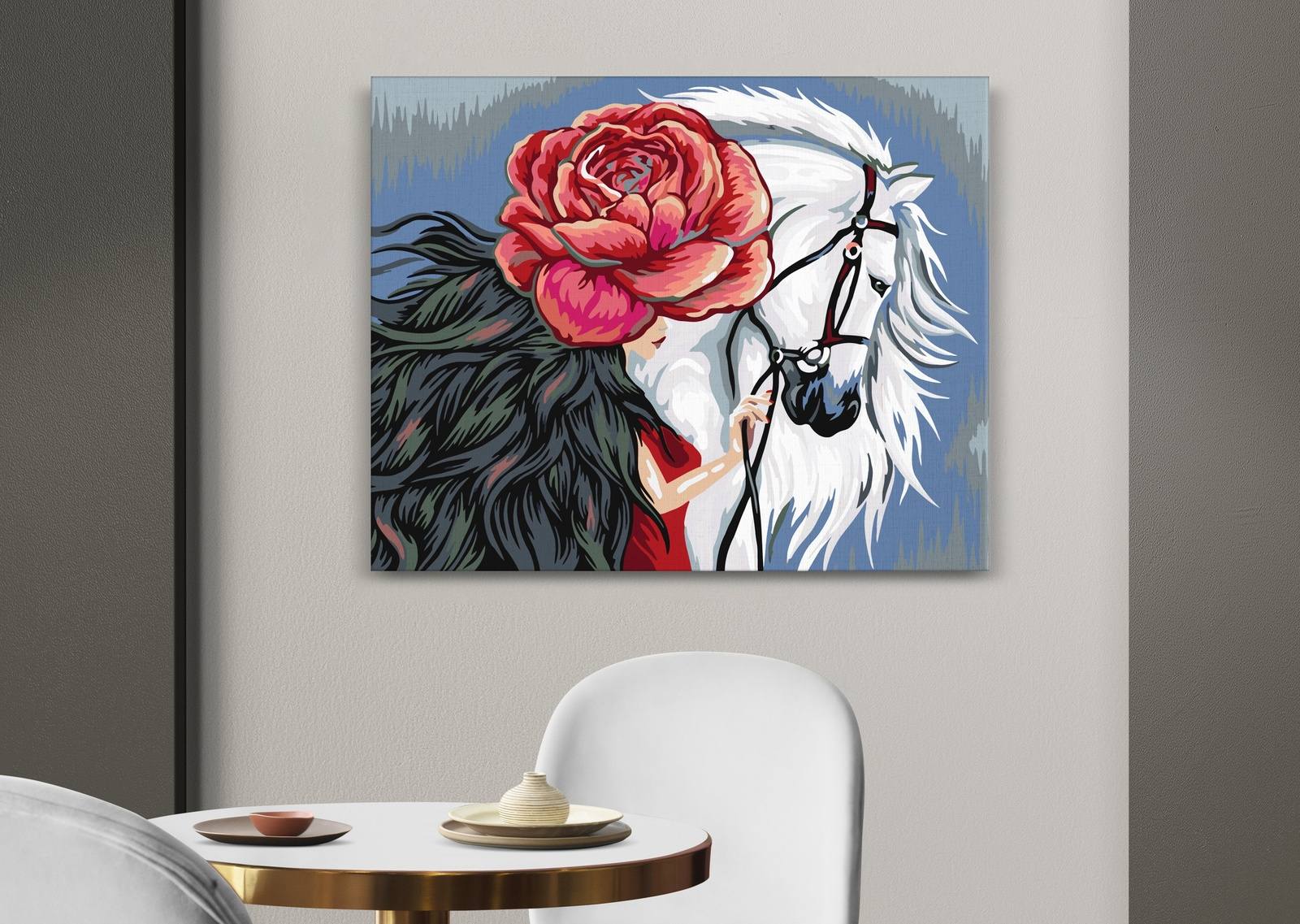 Jungfrau und weißes Pferd (CH0687)