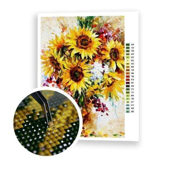 Mozaika - Váza se slunečnicemi - 40x50cm